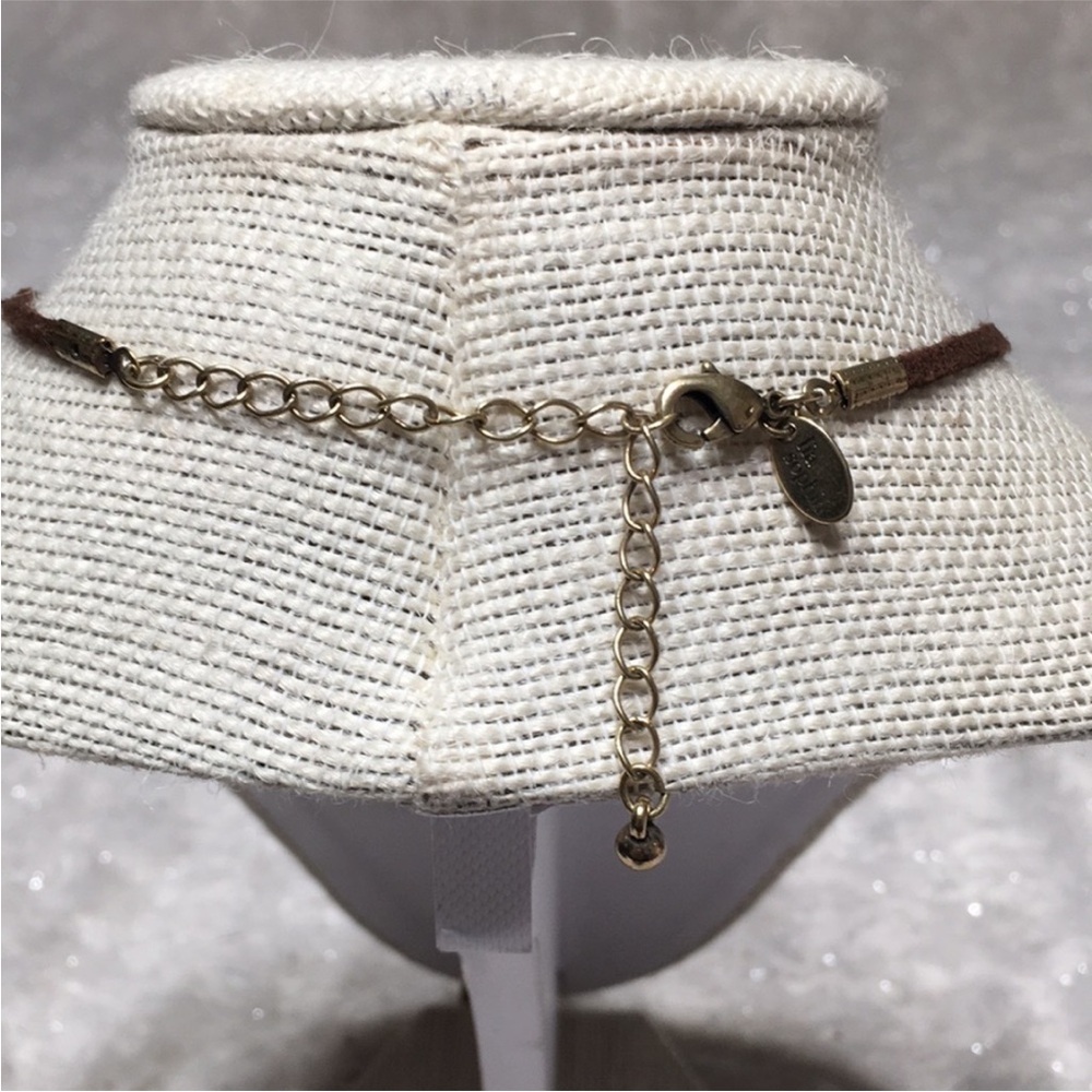 Lia Sophia Multi Stone Necklace on Brown Suede. - Picture 8 of 8